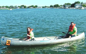 A boat actively racing